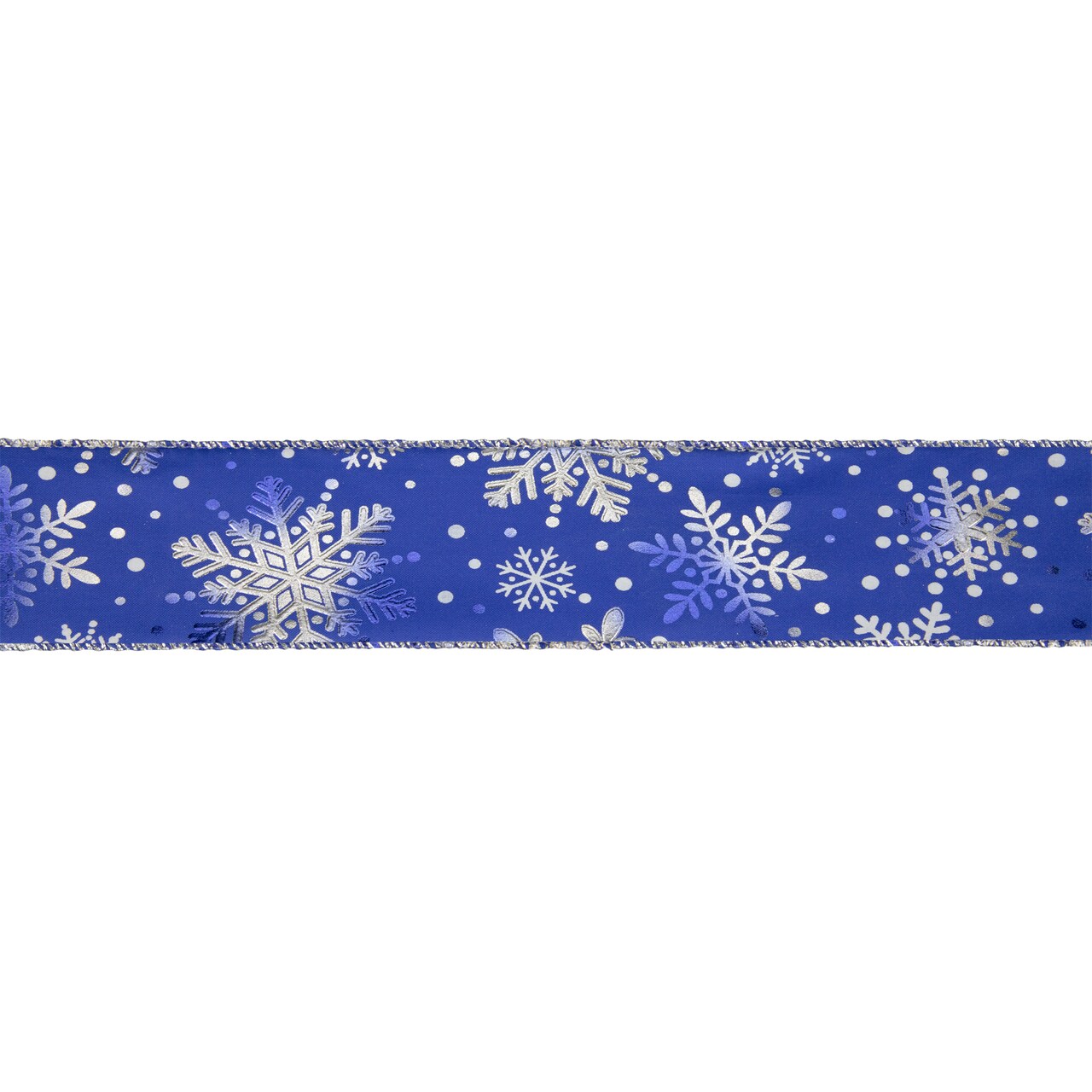 Northlight Blue and Silver Snowflake Christmas Wired Craft Ribbon 2.5" x 16 Yards
